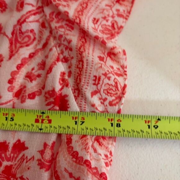 Lucky Brand Blouse Women's Small Pink Paisley V-Neck Ruffle Boho Shirt Top - Picture 8 of 8